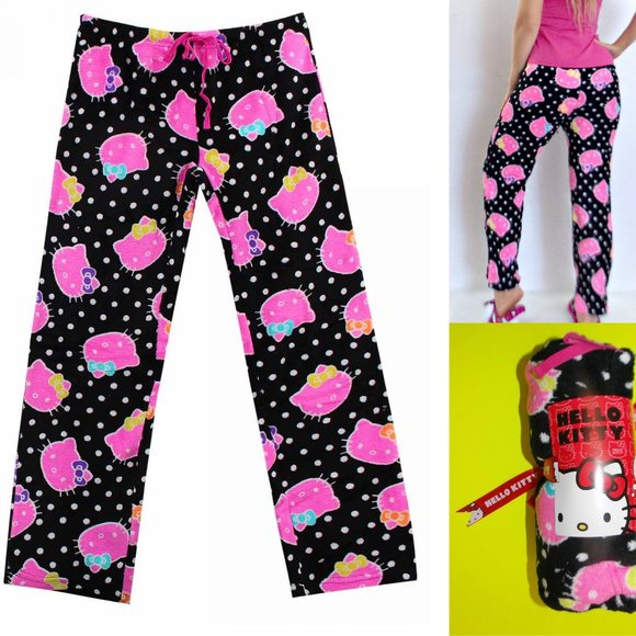 Hello Kitty Intimates & Sleepwear Sanrio Hello Kitty Color Fanatic Plush Pajama Pants Ribbon